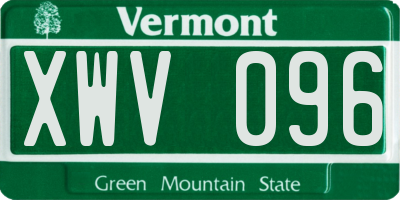 VT license plate XWV096