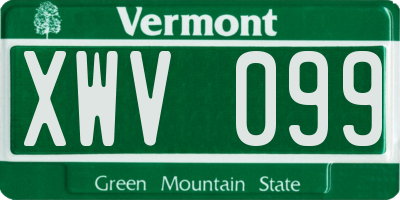 VT license plate XWV099