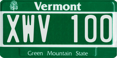 VT license plate XWV100