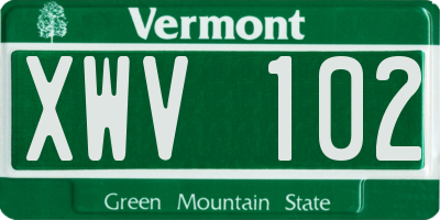 VT license plate XWV102