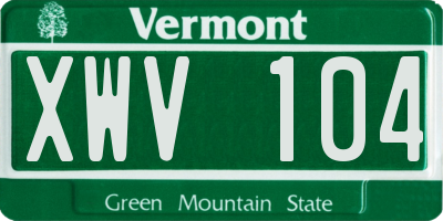 VT license plate XWV104