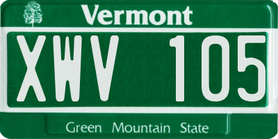 VT license plate XWV105