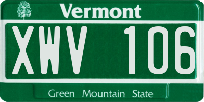 VT license plate XWV106