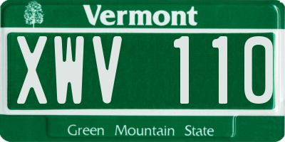 VT license plate XWV110