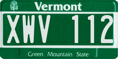 VT license plate XWV112