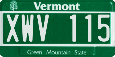 VT license plate XWV115