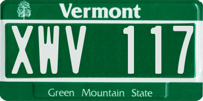 VT license plate XWV117