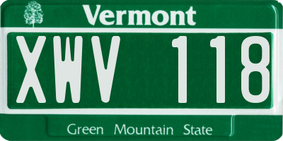 VT license plate XWV118
