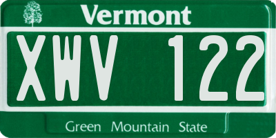 VT license plate XWV122
