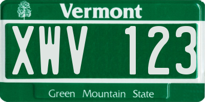 VT license plate XWV123