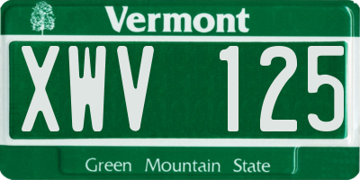 VT license plate XWV125