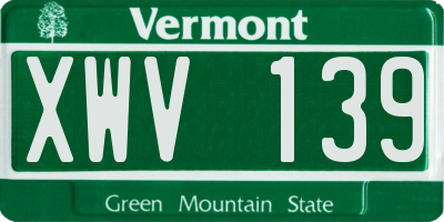 VT license plate XWV139