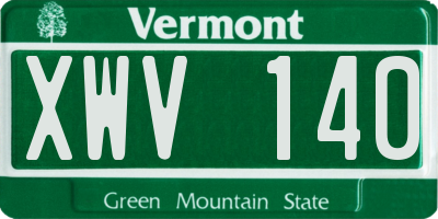 VT license plate XWV140