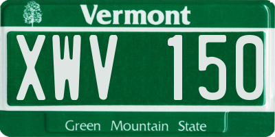VT license plate XWV150