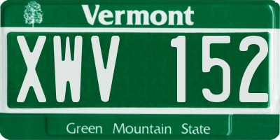 VT license plate XWV152