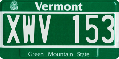 VT license plate XWV153