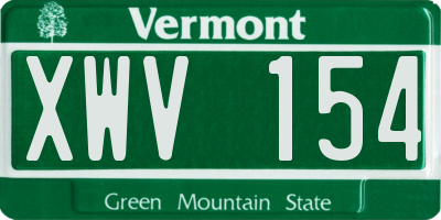 VT license plate XWV154