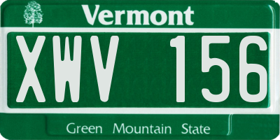 VT license plate XWV156