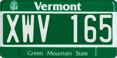 VT license plate XWV165