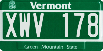VT license plate XWV178