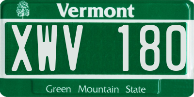 VT license plate XWV180