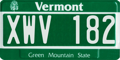 VT license plate XWV182