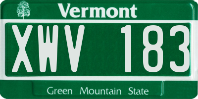 VT license plate XWV183