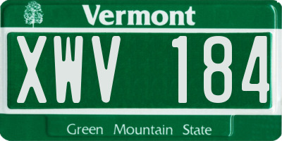 VT license plate XWV184