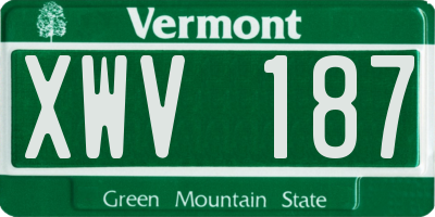VT license plate XWV187