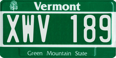 VT license plate XWV189