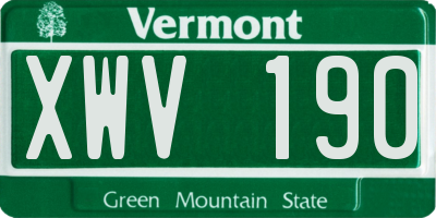 VT license plate XWV190