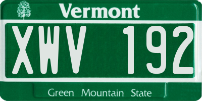 VT license plate XWV192