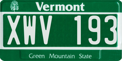 VT license plate XWV193