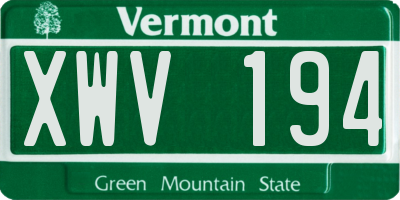 VT license plate XWV194