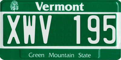 VT license plate XWV195