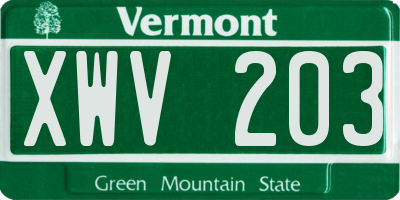 VT license plate XWV203