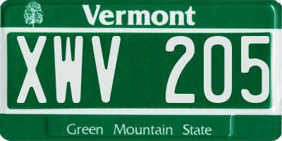 VT license plate XWV205