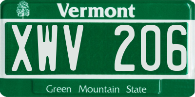 VT license plate XWV206