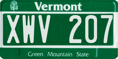 VT license plate XWV207