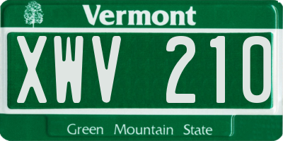 VT license plate XWV210