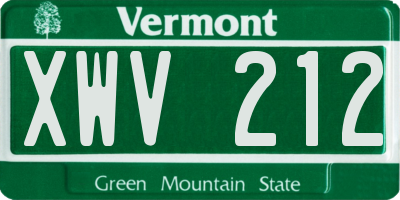 VT license plate XWV212