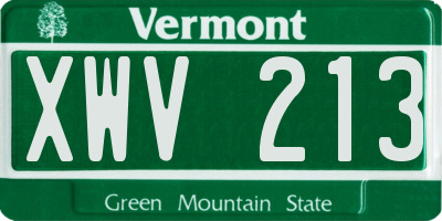 VT license plate XWV213