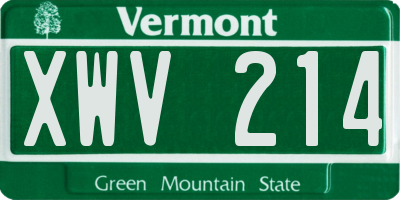 VT license plate XWV214