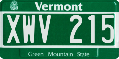 VT license plate XWV215