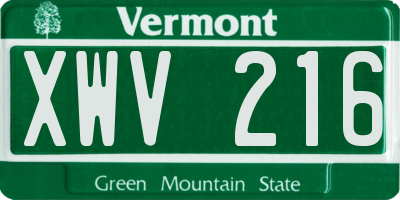 VT license plate XWV216