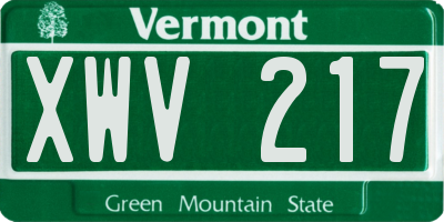 VT license plate XWV217