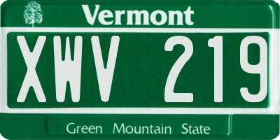 VT license plate XWV219