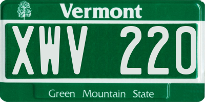 VT license plate XWV220
