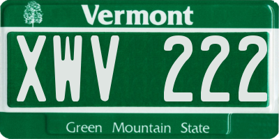 VT license plate XWV222