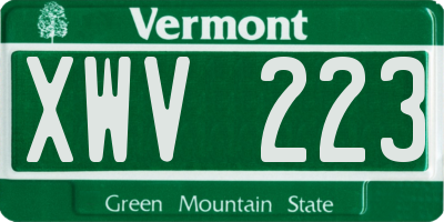 VT license plate XWV223